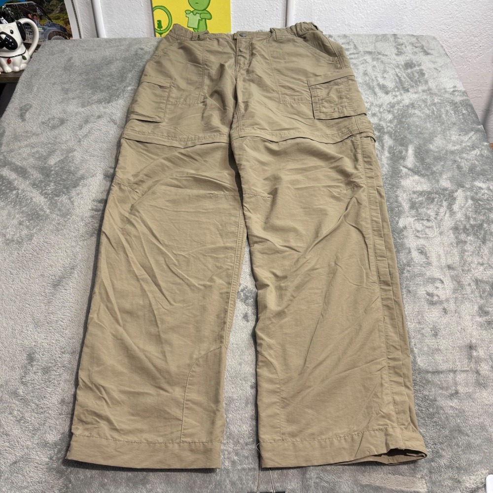 REI Sahara Convertible Hiking Pants Tan Khaki Nylon Zip Off Cargo Womens 12